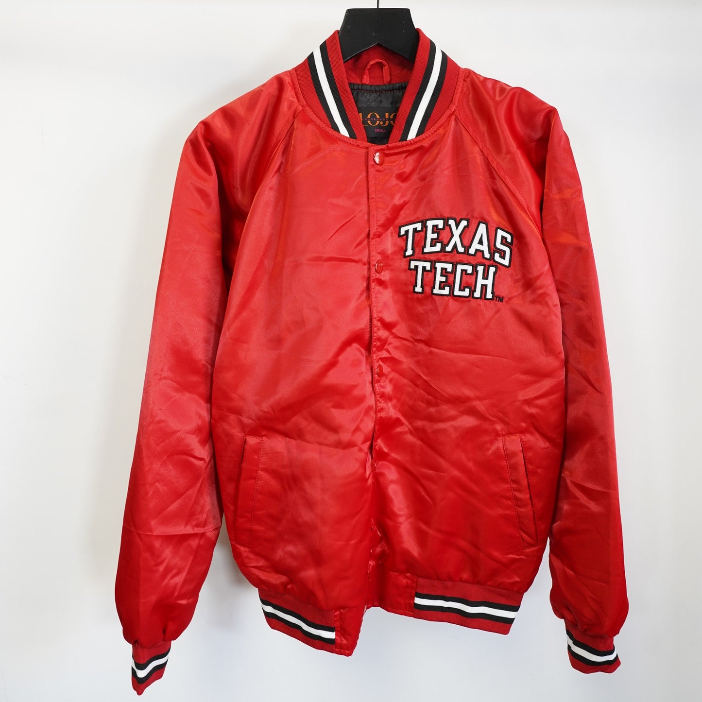 (M) Vintage Texas Tech Red Raiders Embroidered Satin Jacket Men's S-M Red Sewn