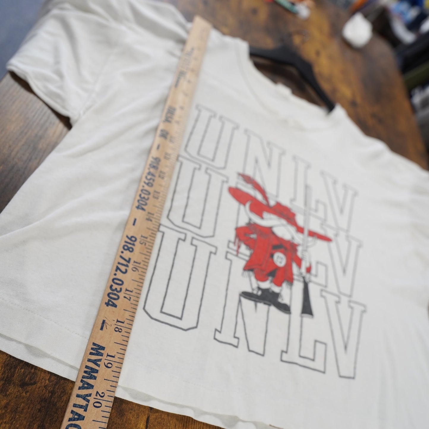 (M) Vintage 80s UNLV Rebels Crop Top T-Shirt Unisex M White Retro 90s Single Stitch