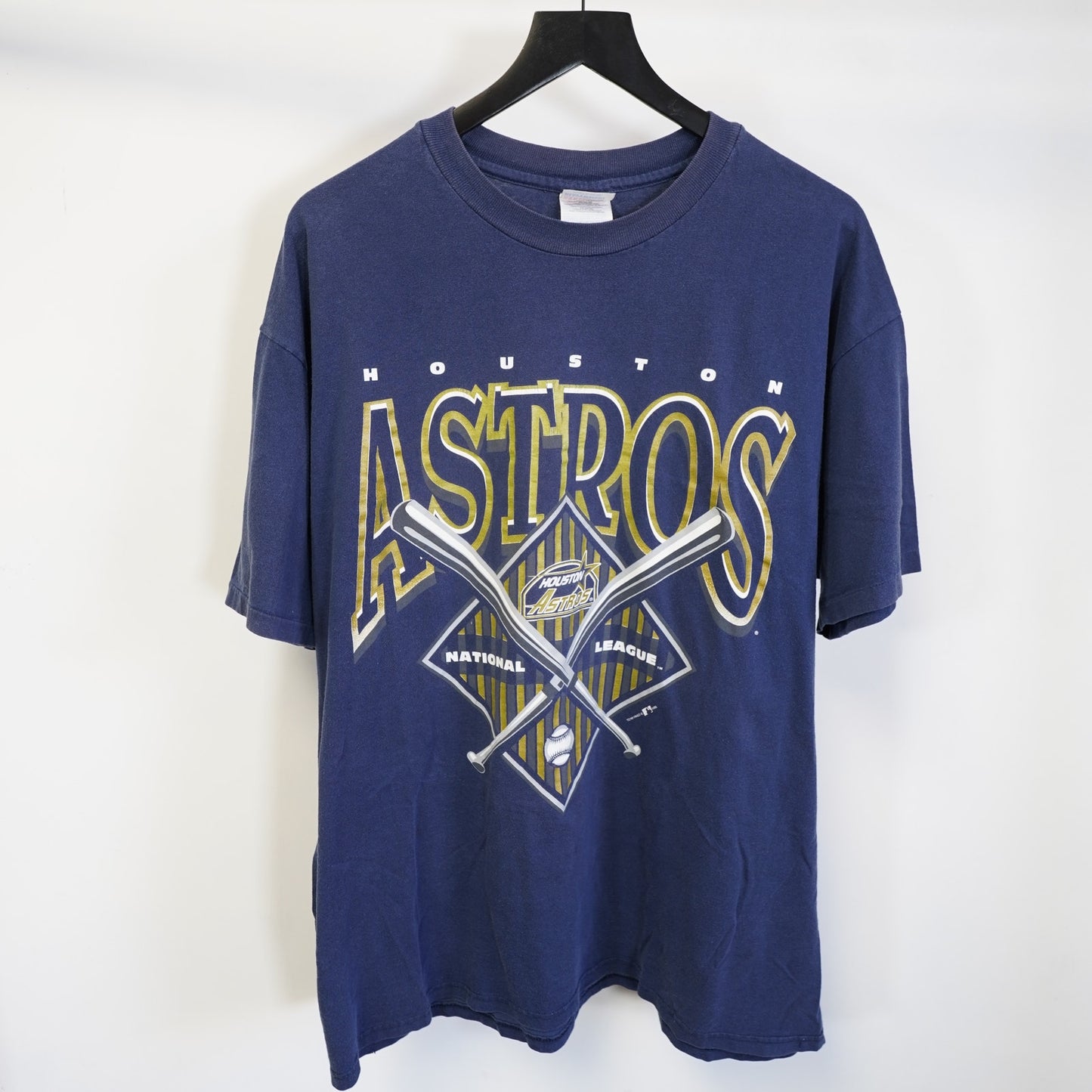 (XL) Vintage Houston Astros 90s Hanes T-Shirt Men's XL Navy Gold Single Stitch MLB