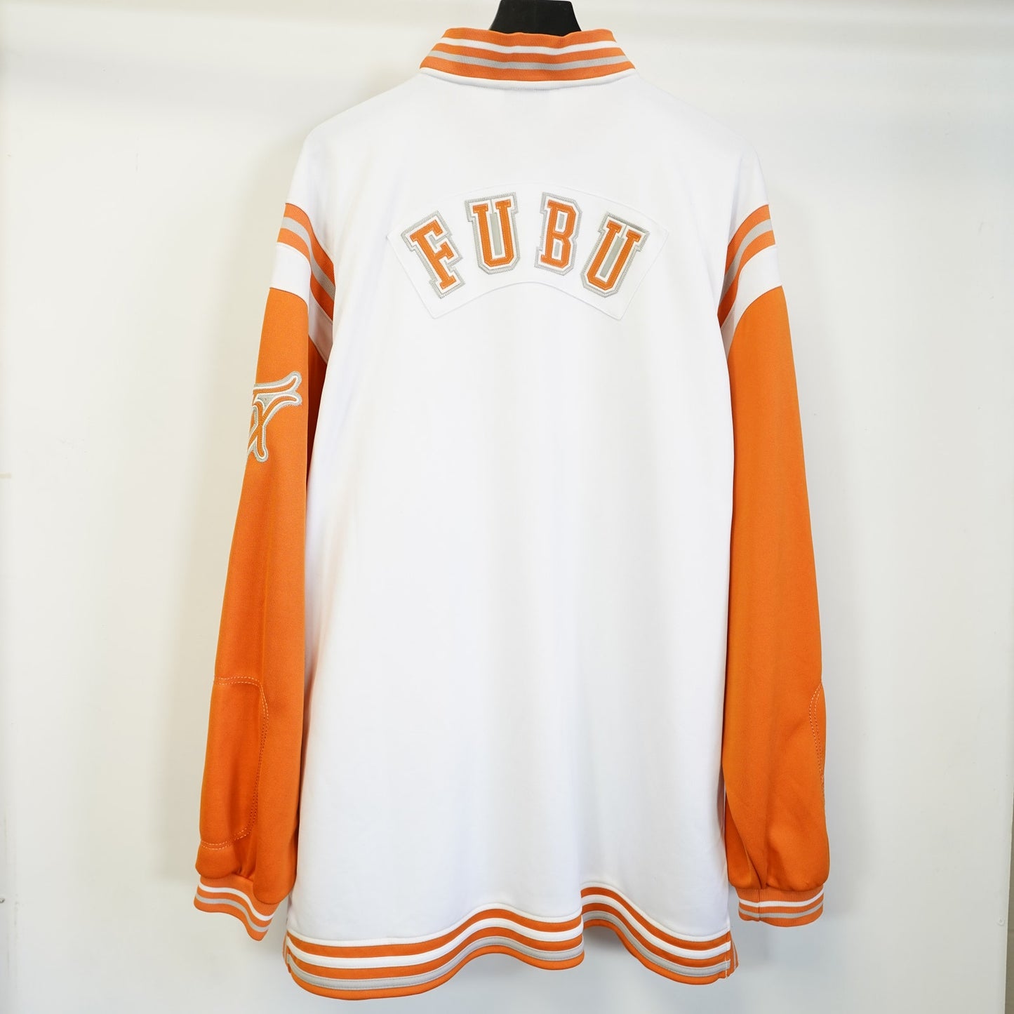 (XXL) Vintage Fubu Texas City Series Warm Up Jacket Men's XXL Sewn White Orange Y2K