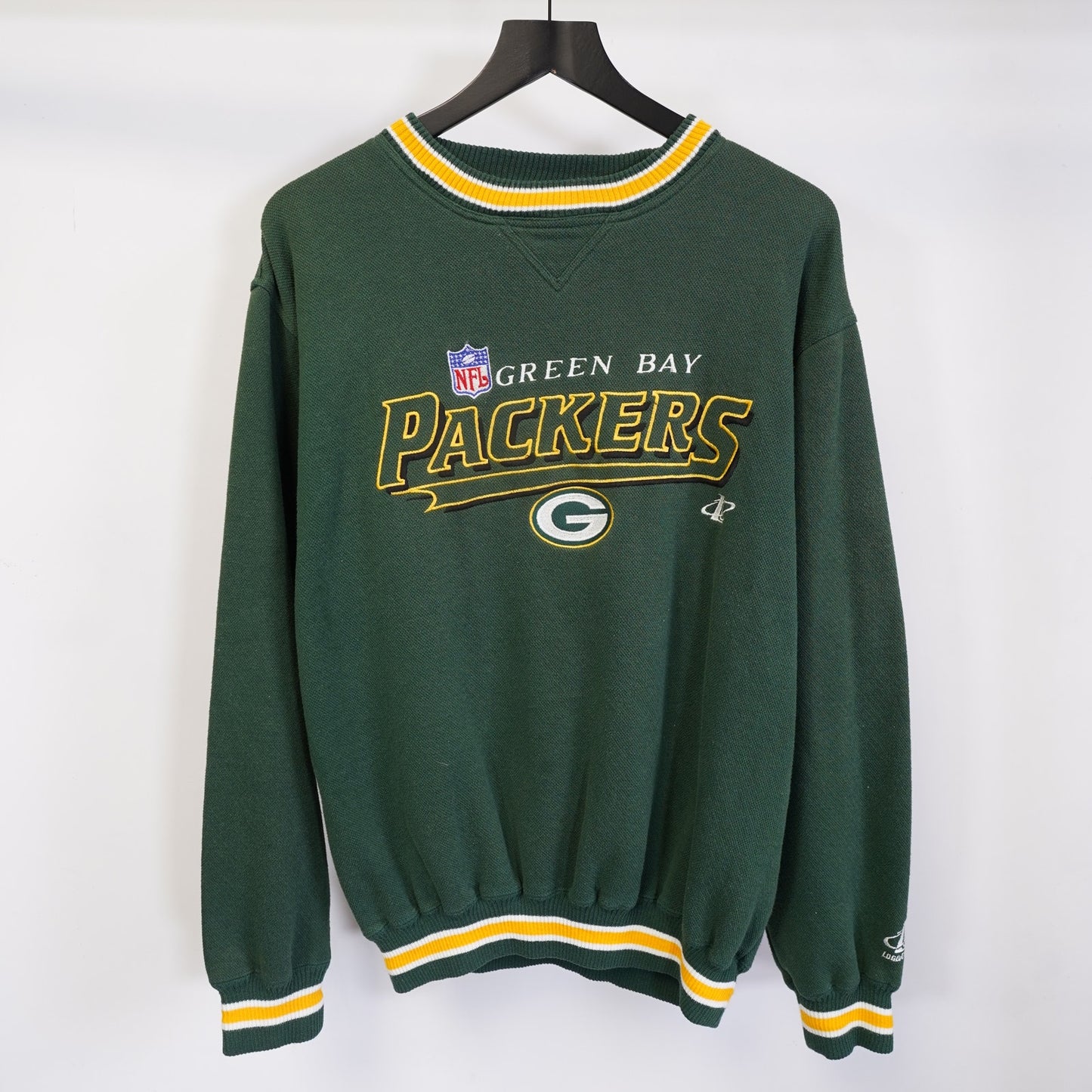 (L) Vintage Green Bay Packers Logo Athletic Embroidered Sweatshirt Men's L Green