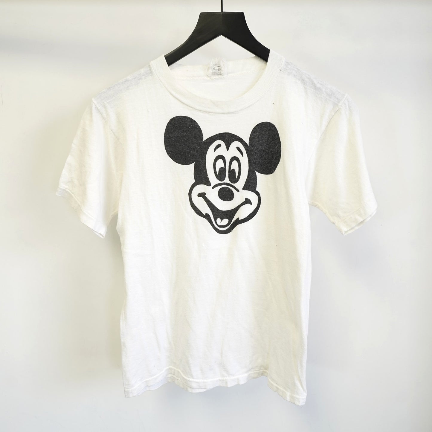(Kids M) Vintage Mickey Mouse 80s T-Shirt Boys M White Single Stitch Disney Retro
