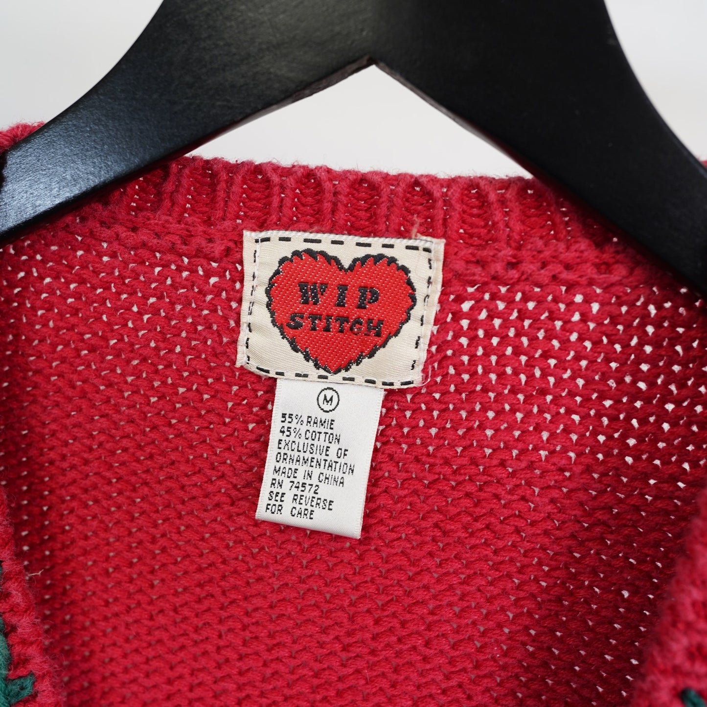 Vintage Wip Stitch Knit Holiday Christmas Sweater 90s Women's M Santa Frosty Red
