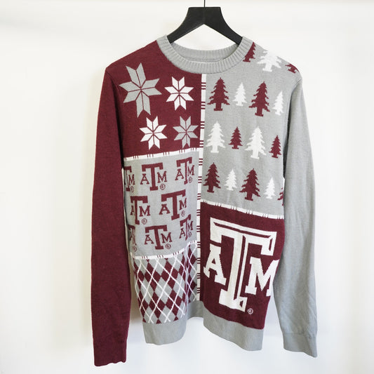 (M) Texas A&M Aggies Knit Christmas Sweater Men's M Maroon Gray ATM
