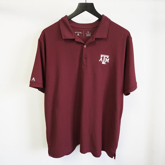 (XL) Texas A&M Aggies Antigua Performance Polo Shirt Sewn Men's XL Maroon ATM