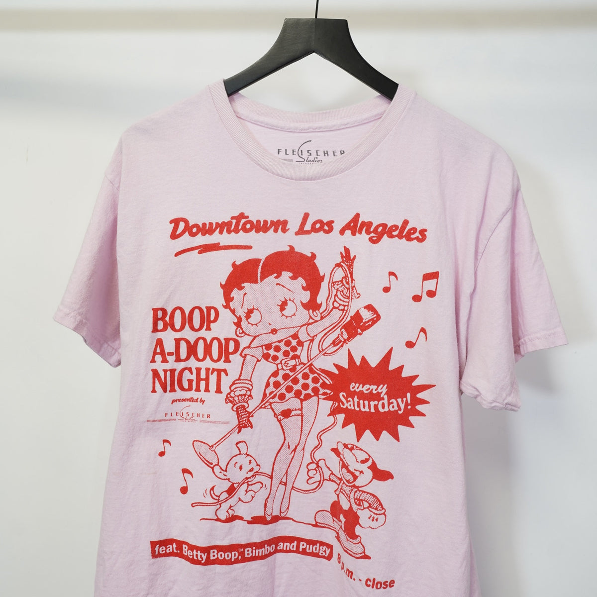 (Women's L) Betty Boop Los Angeles Retro Cartoon T-Shirt Women's L Pink Red