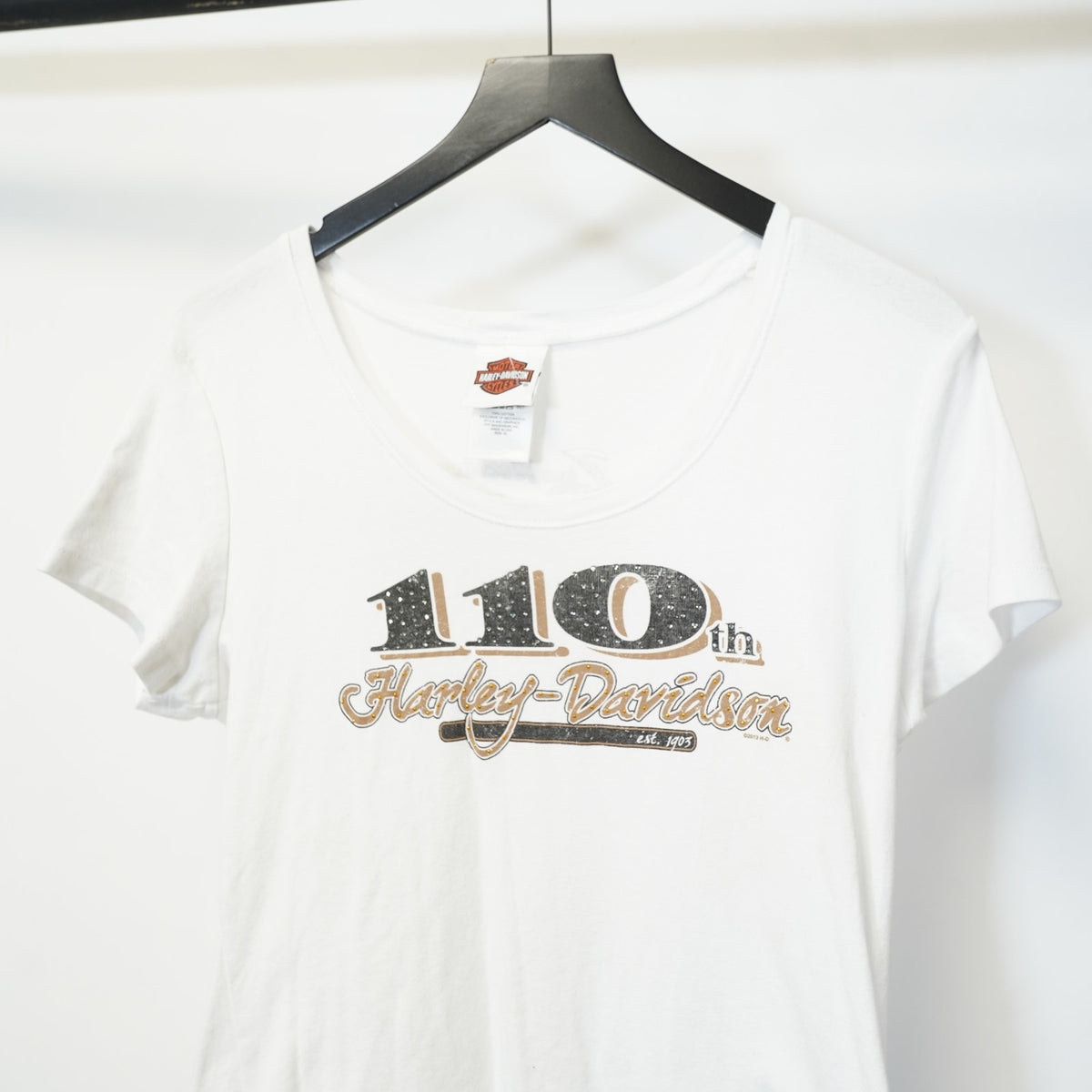 (XL) Harley Davidson Michigan Women's Bedazzled Biker T-Shirt Size XL White