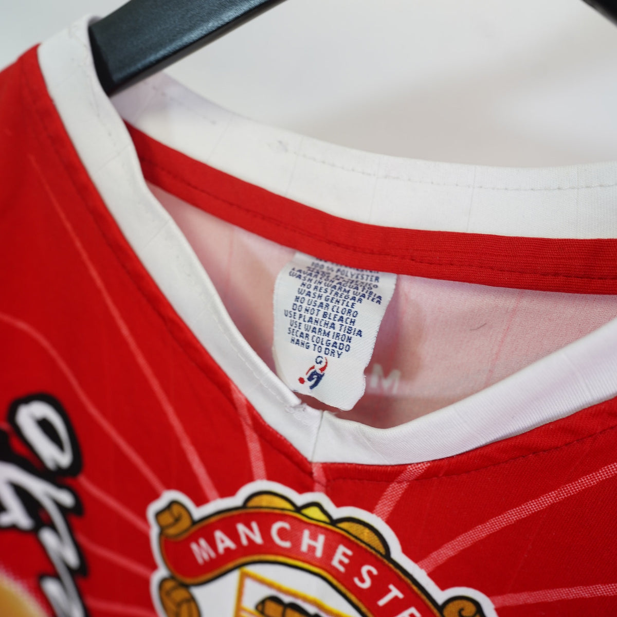 (Boys L) Chicharito Manchester United All Over Print Vintage Soccer Jersey Kids L/XL Red