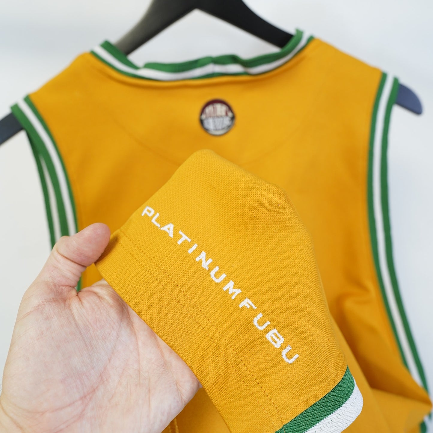 (L) Vintage Fubu Platinum Harlem Globtrotters Patch Basketball Jersey Men's L Yellow