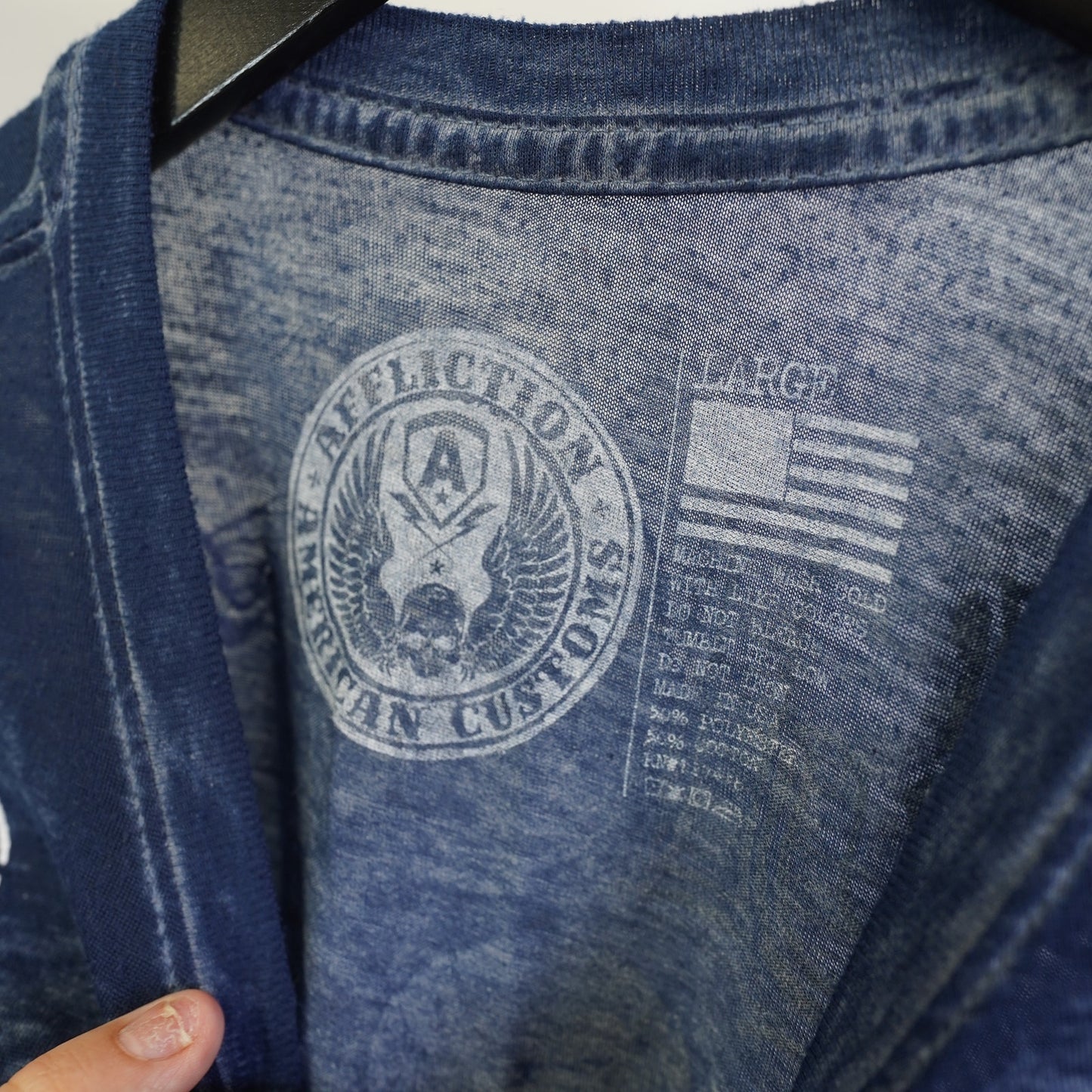 (L) Vintage Affliction MMA Motorcycles T-Shirt Y2K Men's L 2000s Blue Skull