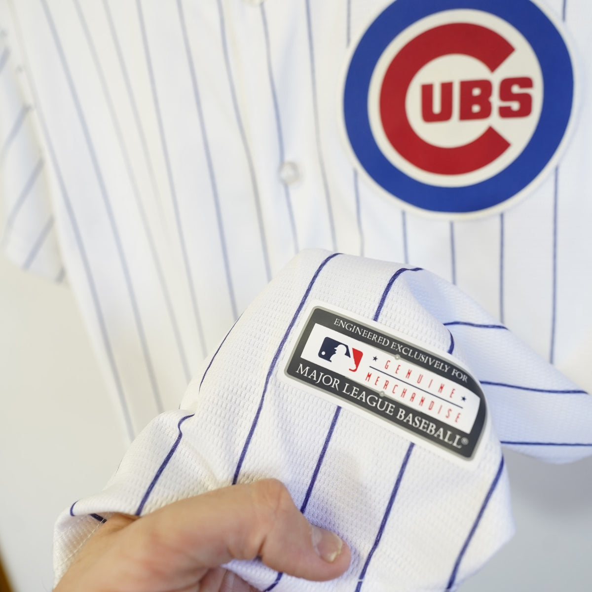 (Boys M) Chicago Cubs Majestic Pinstripe Anthony Rizzo Baseball Jersey Youth M 10/12 Boys