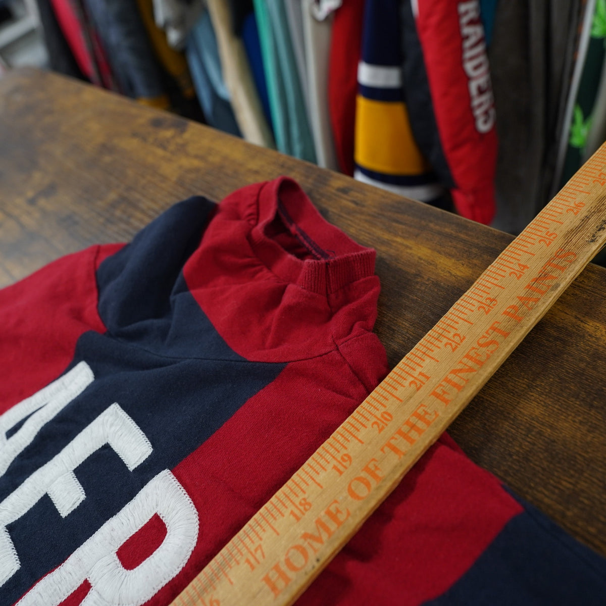 (L) Aeropostale Y2K Embroidered Striped Polo Shirt Men's L Red Blue Stripe Sewn 2000