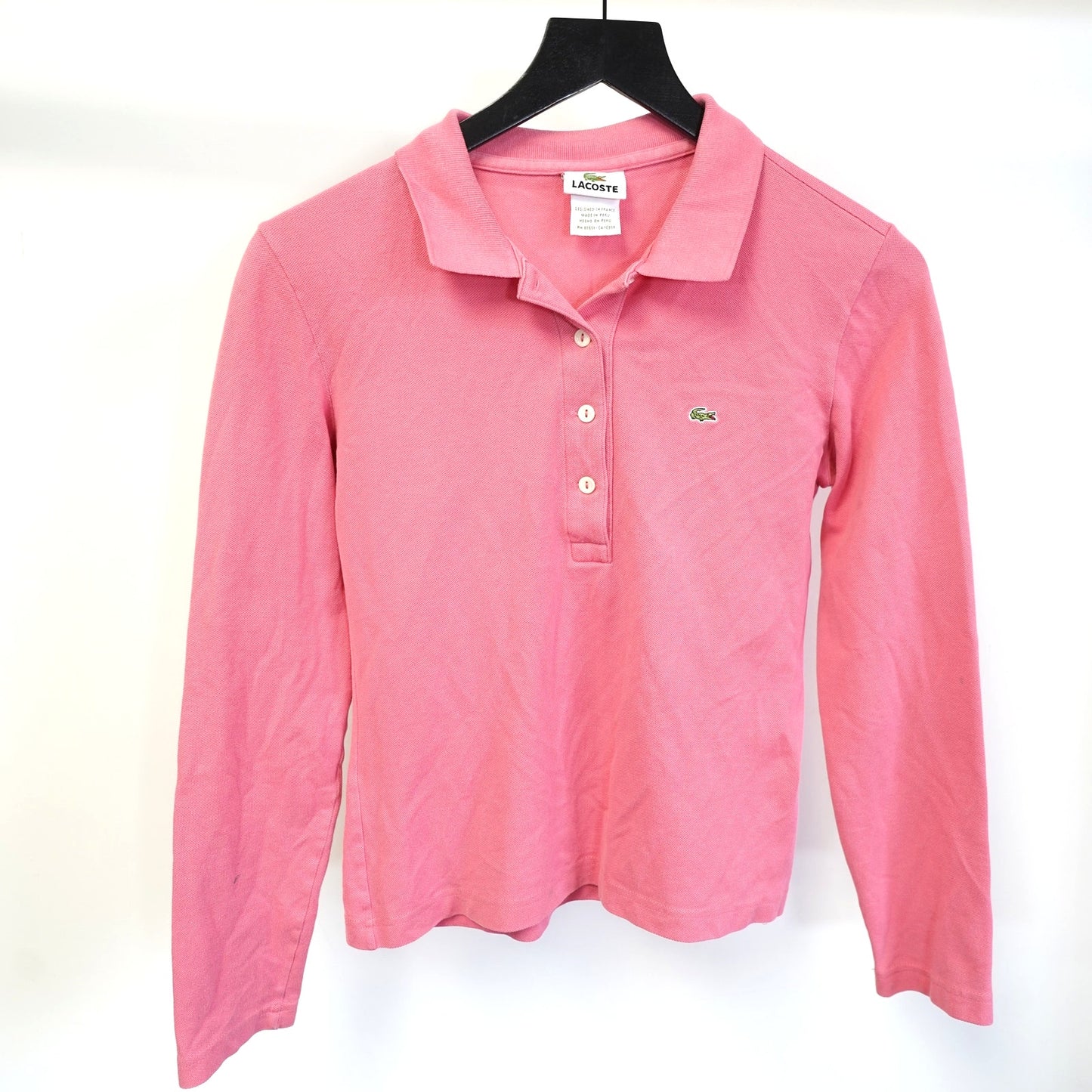 (Women's S) Lacoste Pink Longsleeve Polo Shirt Women's S Preppy Y2K 2000s