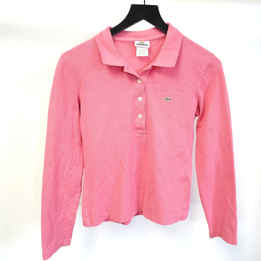 (Women's S) Lacoste Pink Longsleeve Polo Shirt Women's S Preppy Y2K 2000s