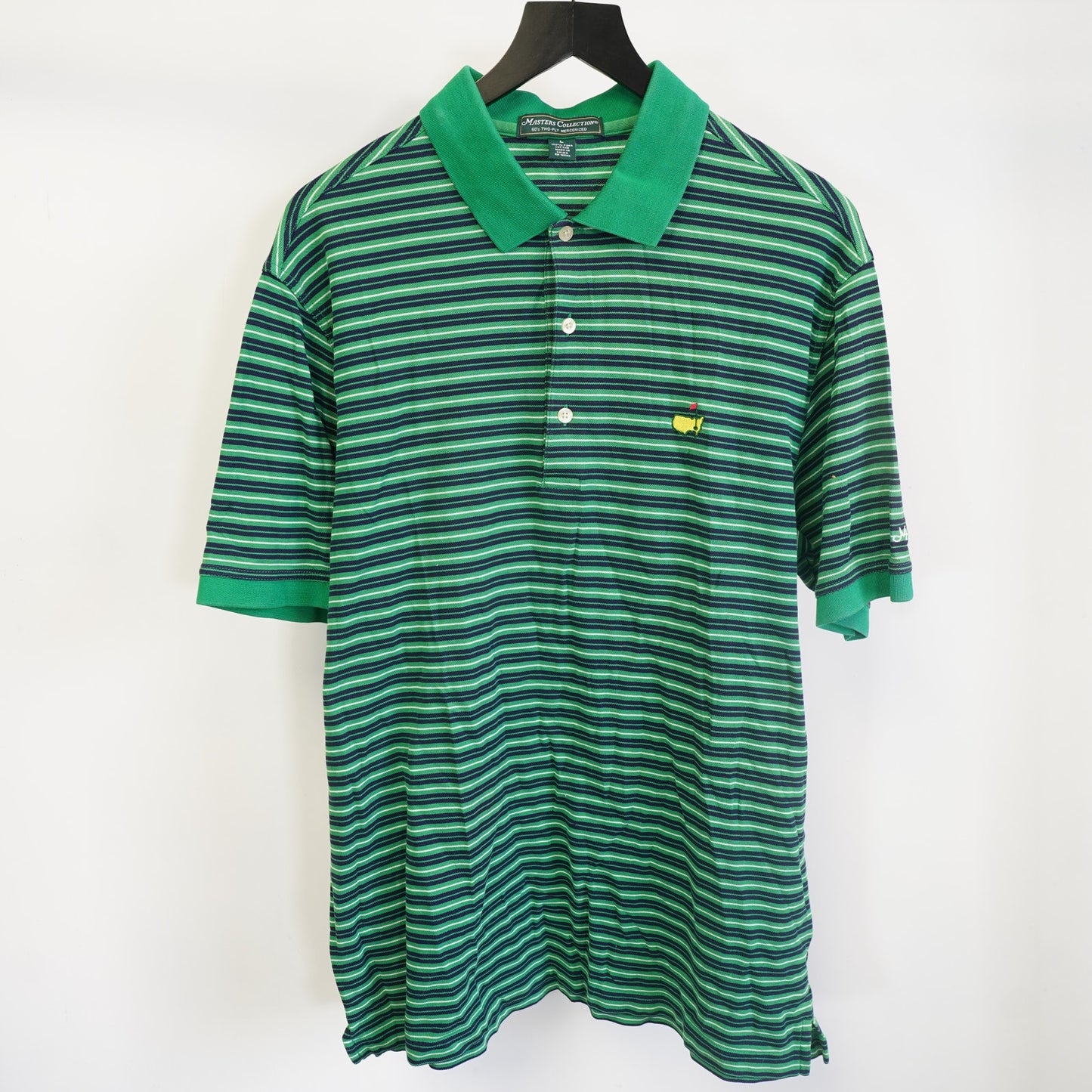 (L) Vintage The Masters Collection Striped Golf Polo Shirt Men's L Green Preppy