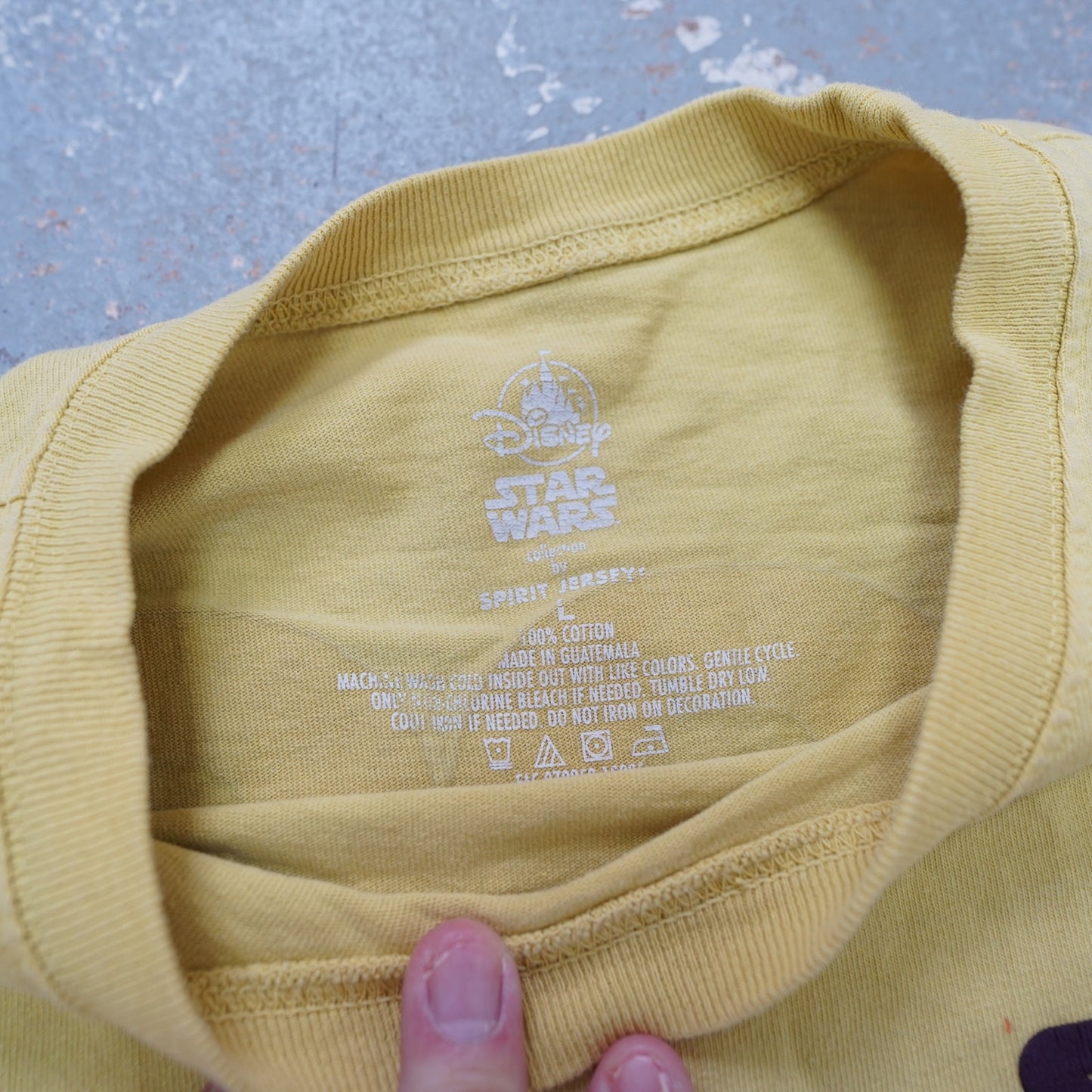 (L) Disney Star Wars Tatooine Spirit Jersey Shirt Size L AOP Long Sleeve Yellow