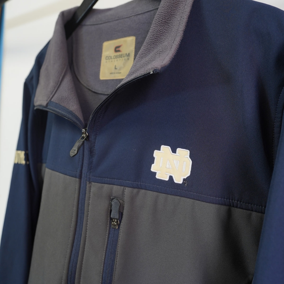 (L) Vintage Note Dame Fighting Irish Colosseum Full Zip Jacket Men's L Blue Gray
