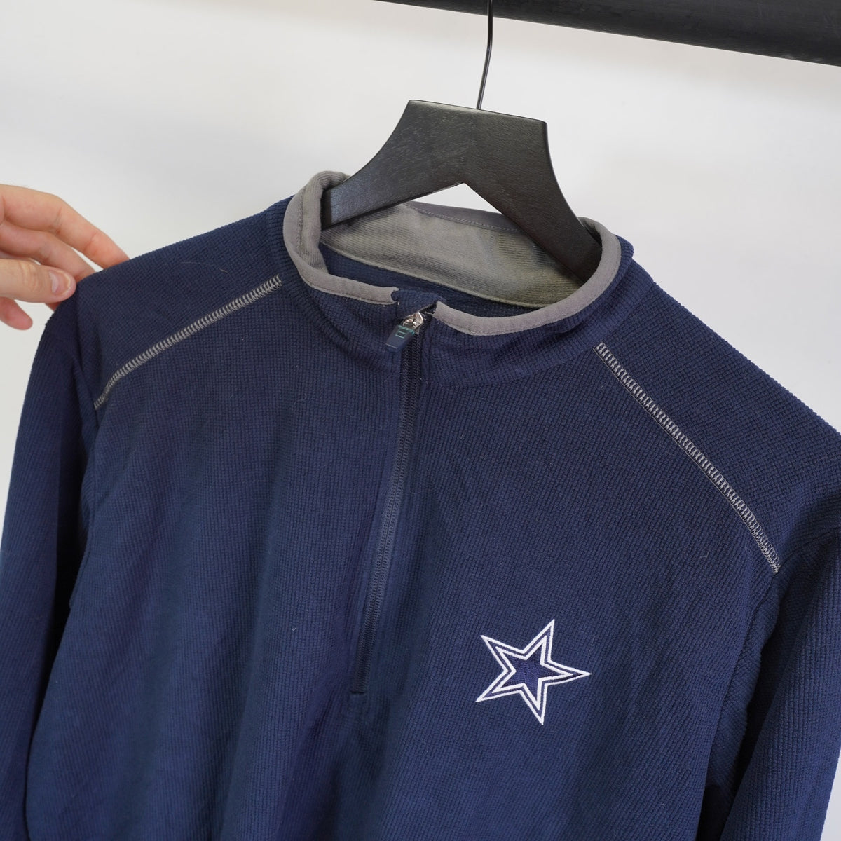 (L) Dallas Cowboys Antigua 1/4 Zip Pullover Sweater Men's L Navy Blue NFL