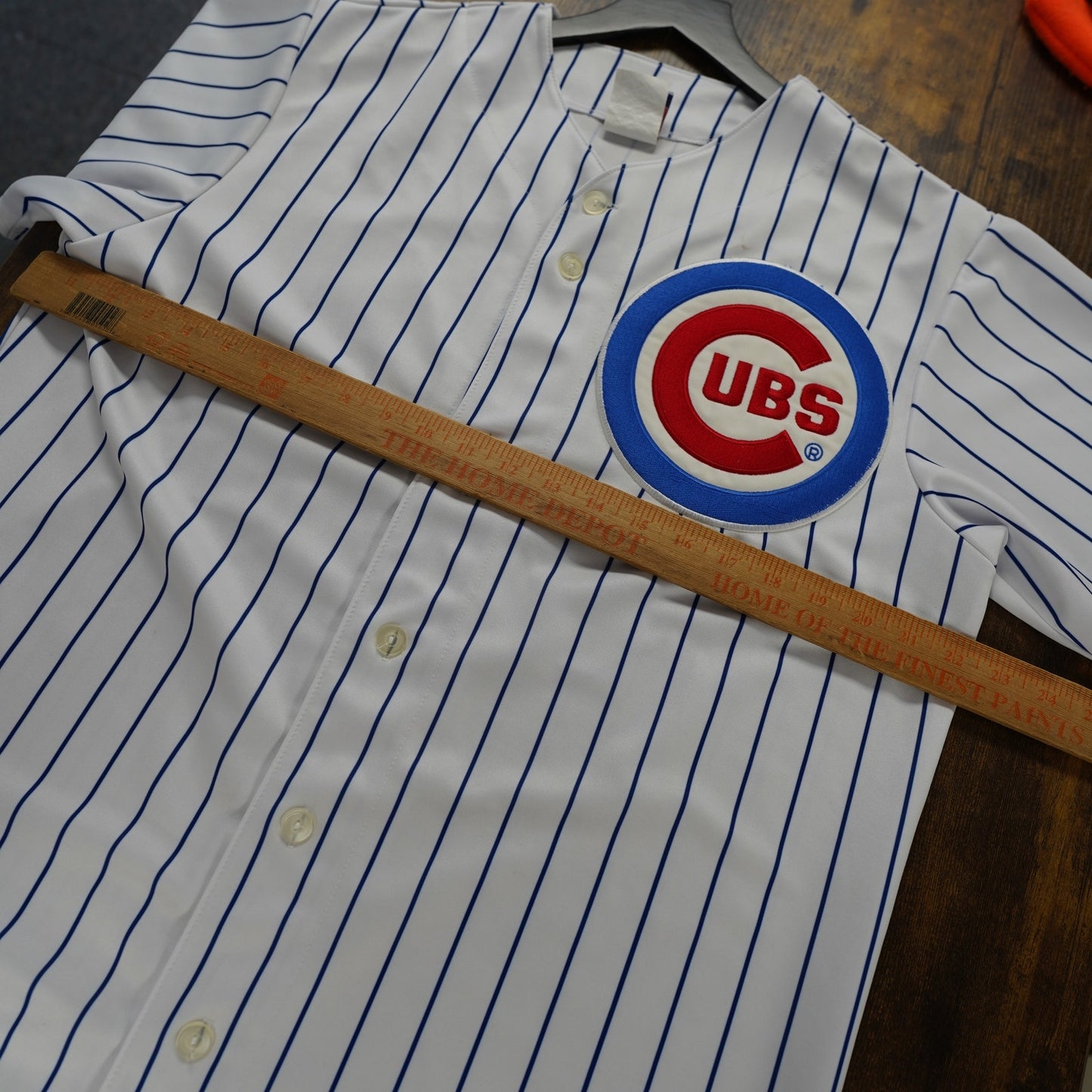 (M) Majestic Chicago Cubs Pinstripe Kenny Wood Authentic Vintage MLB Jersey