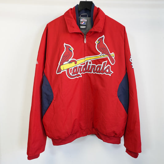 (L) Vintage St. Louis Cardinals Majestic Authentic Jacket Men's L Red Fleece Lined