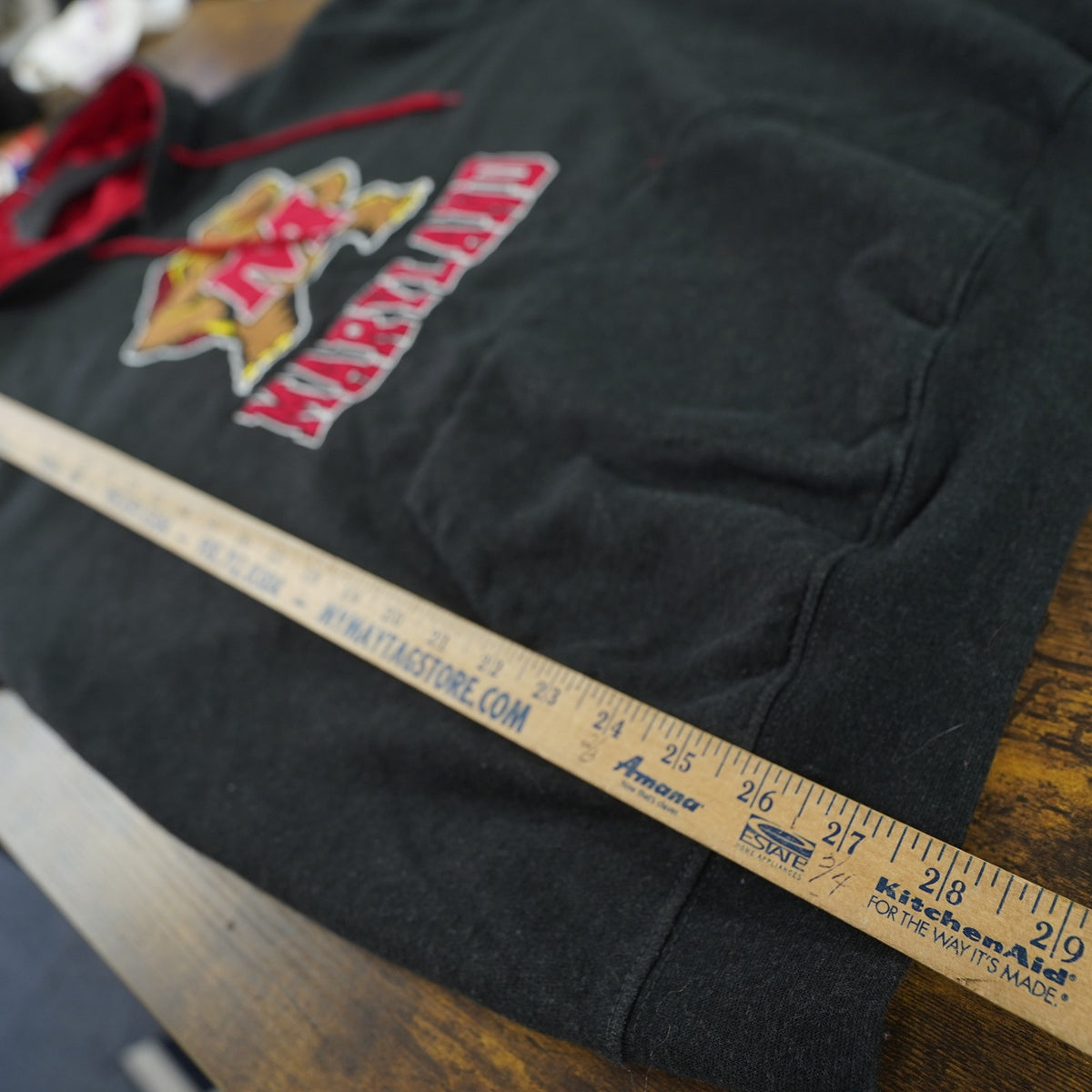 (L) University of Maryland Terrapins Embroidered Pullover Hoodie Men's L Retro Gray
