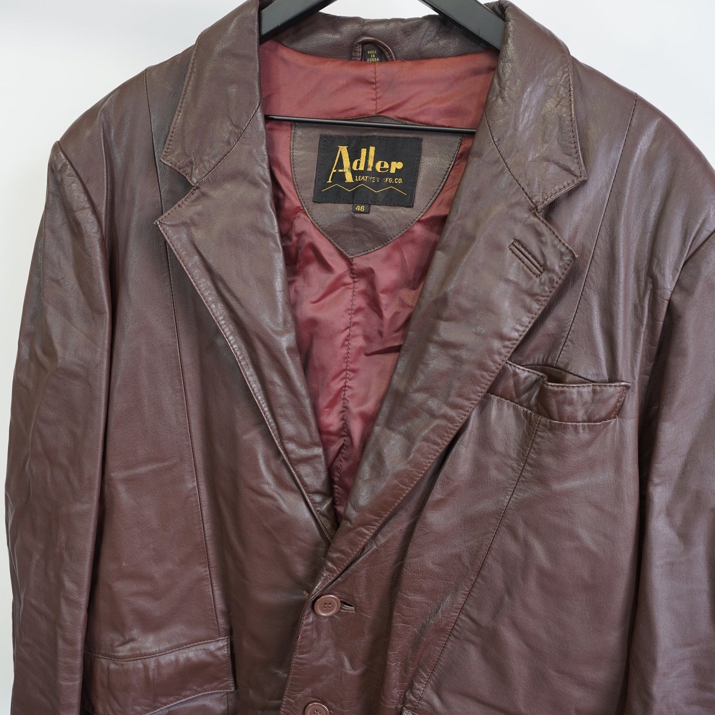 (L) True Vintage Adler Western Leather Overcoat Blazer Jacket Men's XL Sz. 46 Brown