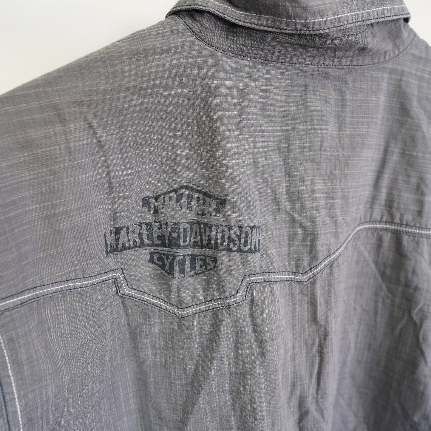 (XL) Harley Davidson Motorcycles Biker Button Up Shirt Men's XL Gray Work Shirt
