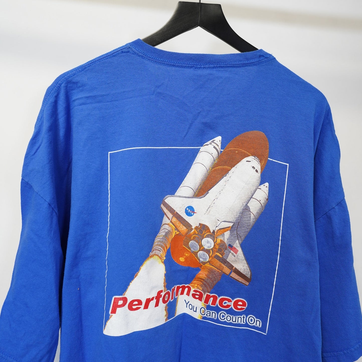 (3XL) United Space Alliance Nasa Space Shuttle T-Shirt Men's 3XL Blue Retro Aviation