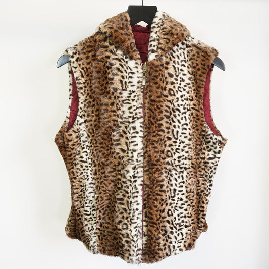 (Women's XL) Vintage Louise Paris Reversible Cheetah Print Vest Women's XL Glam Mob Wife