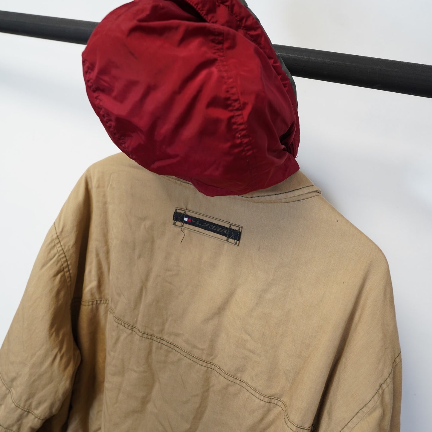(XXL) Vintage Tommy Hilfiger Technical Jacket Asymmetric Utility 90s Men's XXL Y2K Tan