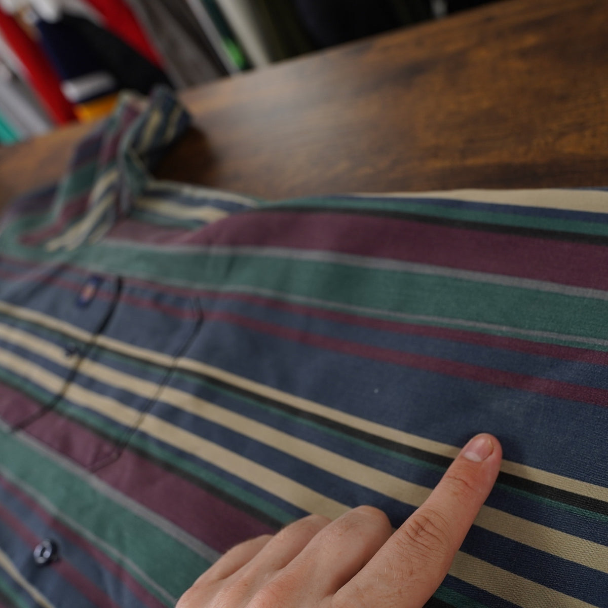 (M) True Vintage Dickies Vertically Striped Button Up Men's M Workwear Utility 80s