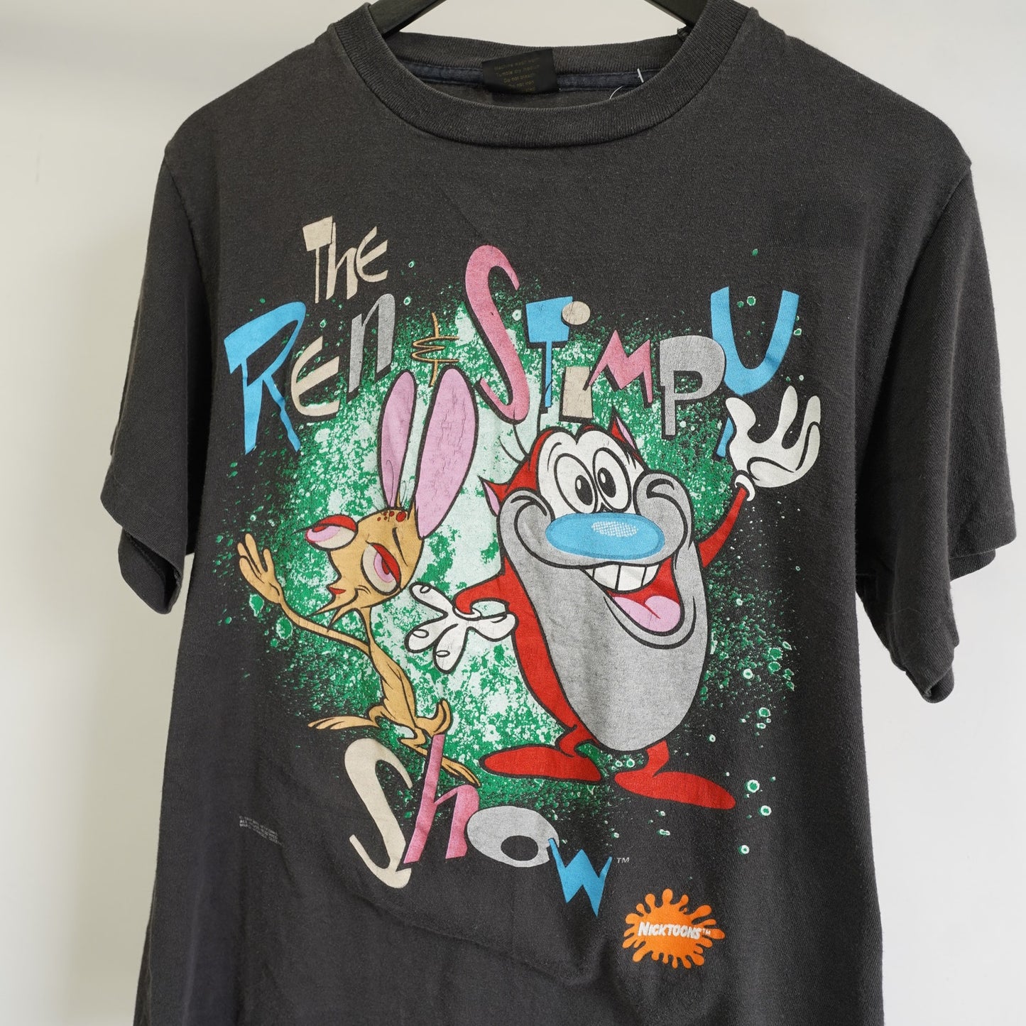 (L) Vintage The Ren & Stimpy Changes T-Shirt Size L 1991 Black Single Stitch