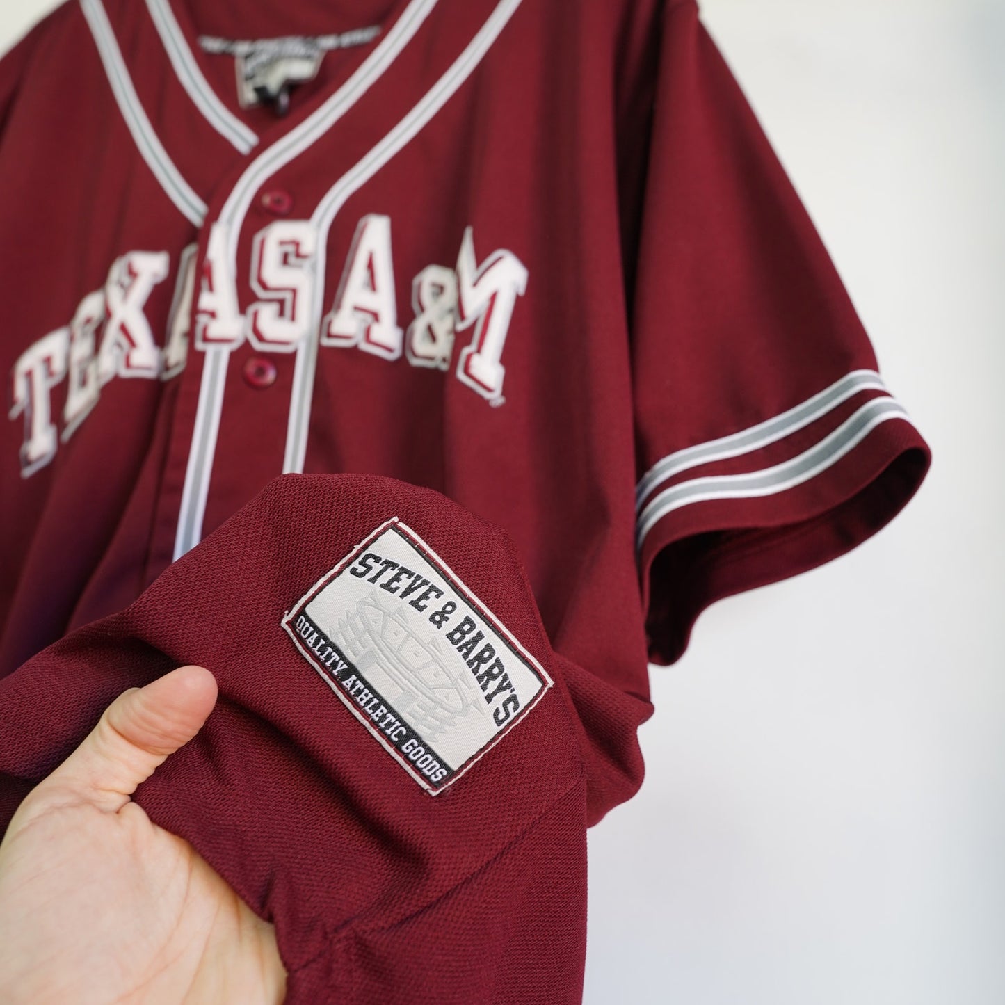 (XL/XXL) Vintage Texas A&M Embroidered Baseball Jersey Men's XL-XXL Steve & Barrys Maroon
