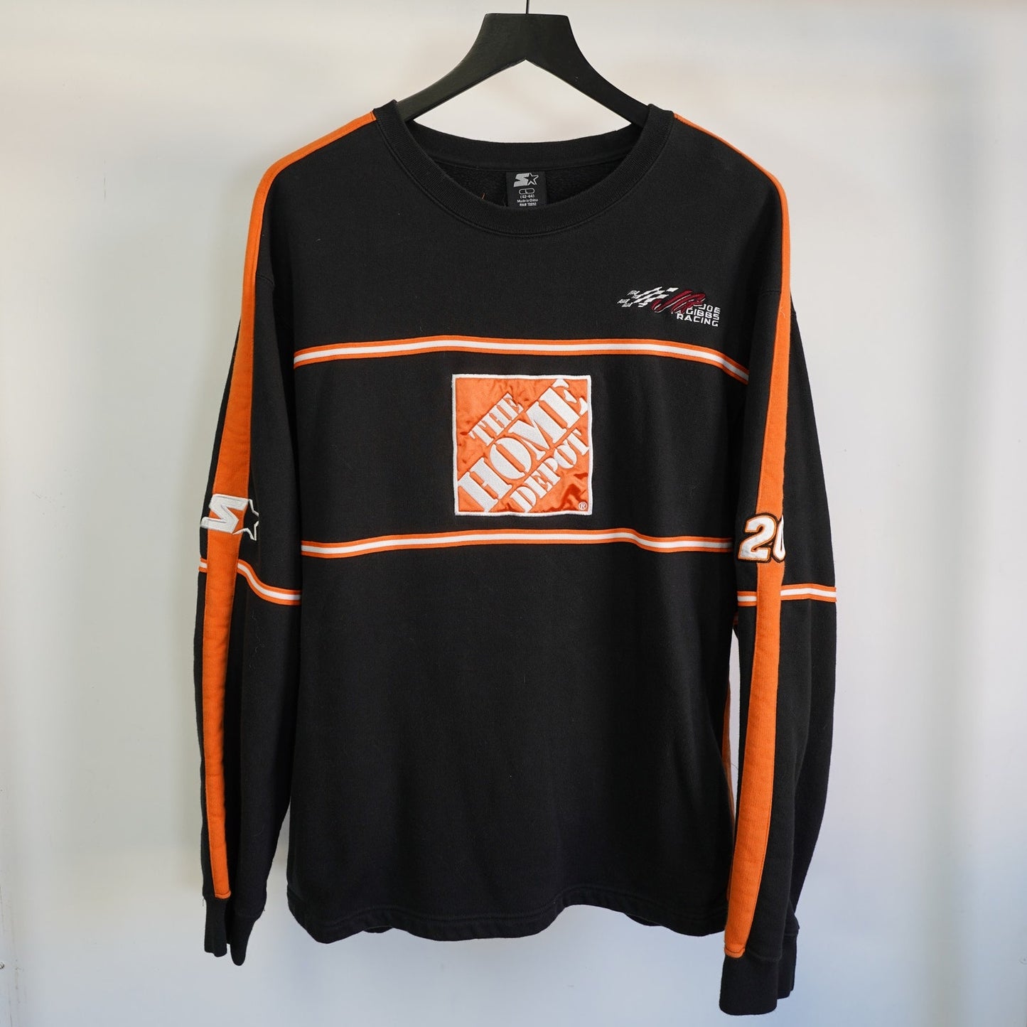 (L) Vintage Tony Stewart Nascar Racing Sewn Starter Sweatshirt Men's L Black Orange