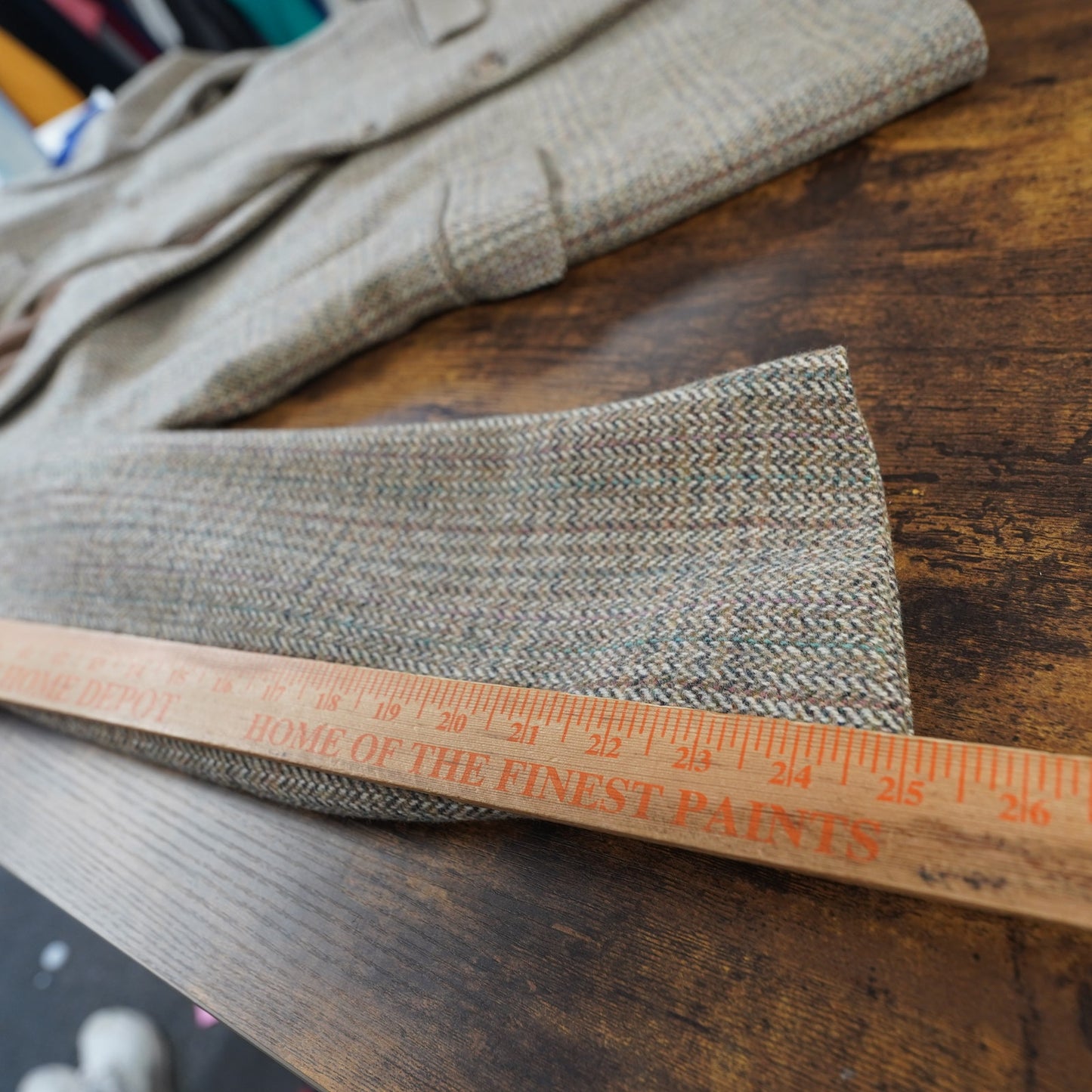 (44R) L Vintage Dunn & Co Tweed Pure Wool Suit Jacket Tan Herringbone Blazer