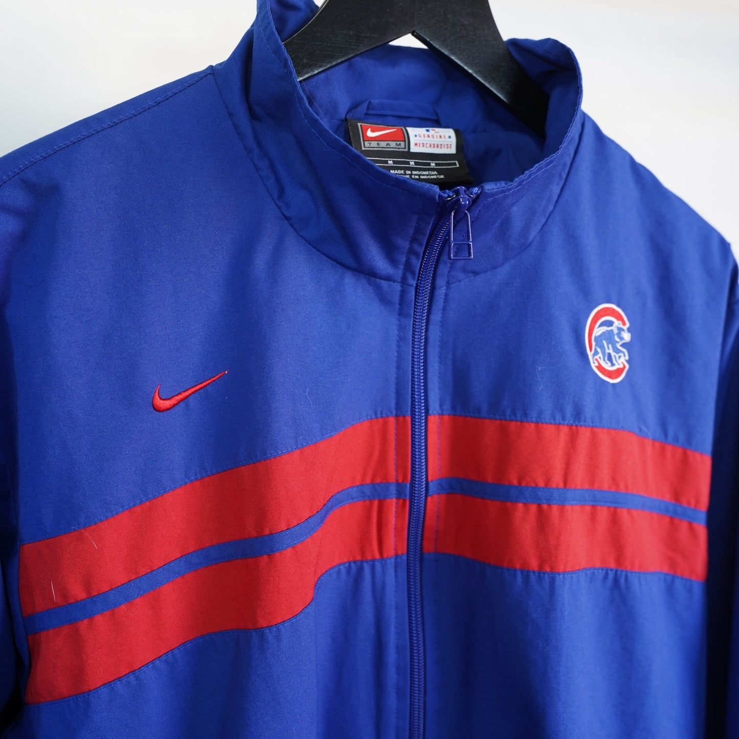 (M) Vintage Chicago Cubs Team Nike Sewn Windbreaker Jacket Men's M Blue Red Mlb