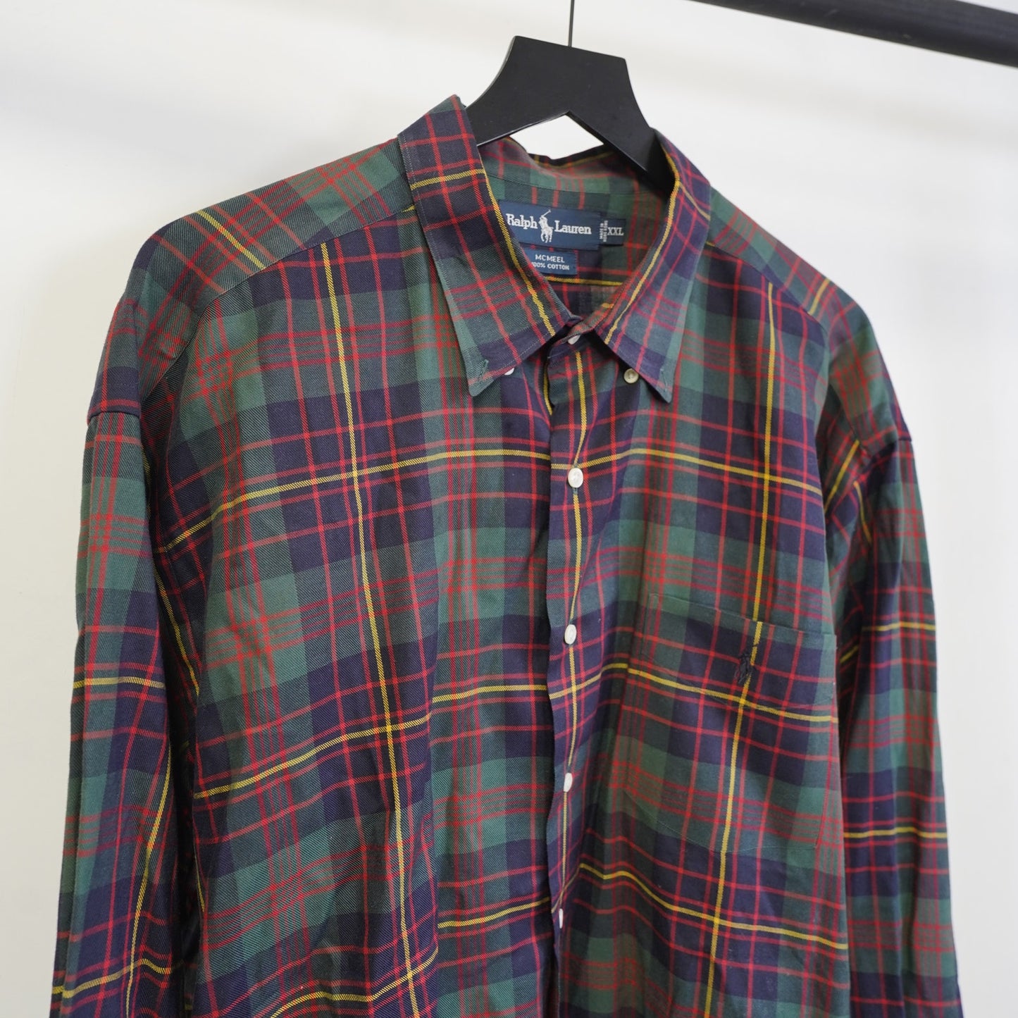 (XXL) Vintage Ralph Lauren Polo McMeel Plaid Flannel Button Up Shirt Men's XXL Green