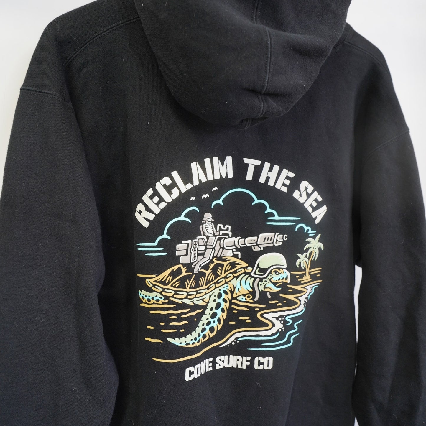 (L) Cove Surf Company Sea Turtle Hoodie Men's L Black Skate Y2K 2000s
