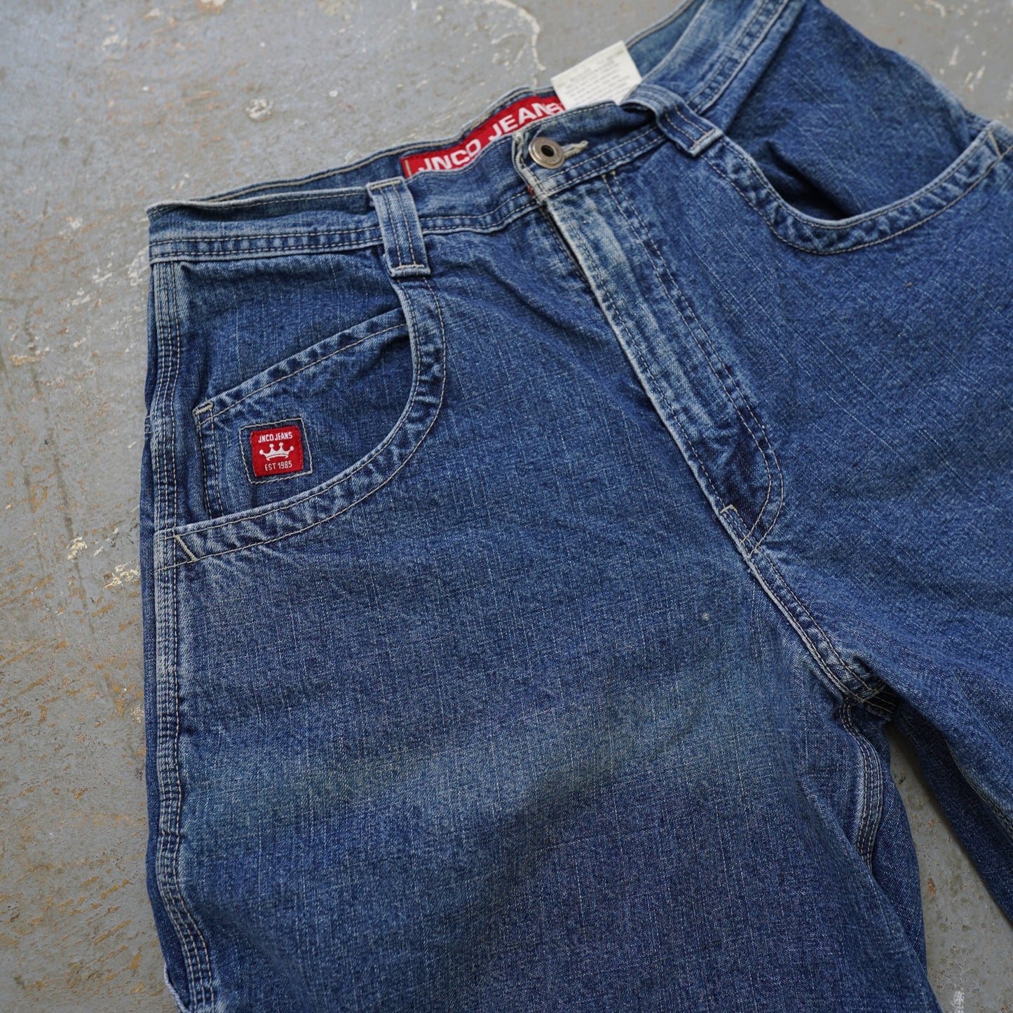 (Sz. 30) Vintage Y2K Jnco Baggy Carpenter Denim Shorts Embroidered Men's Sz 30 Skate 2000