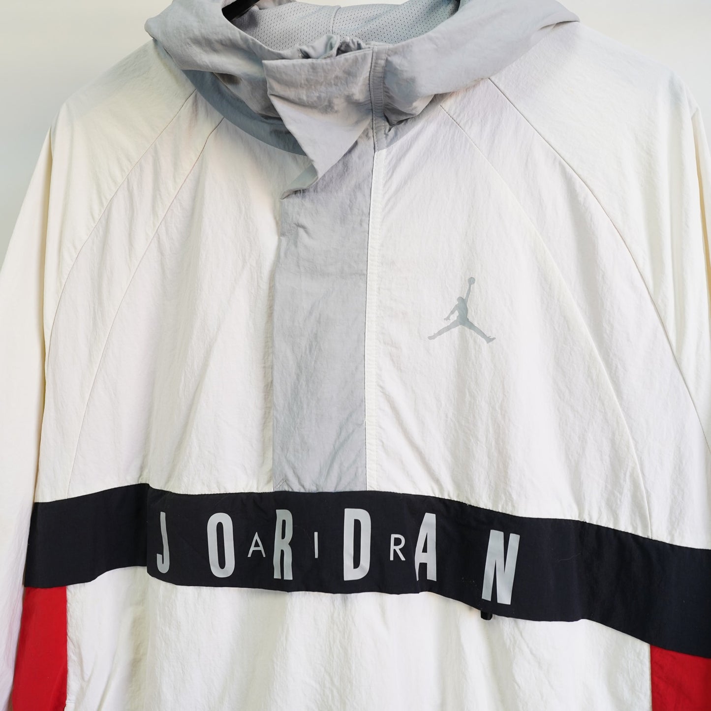 (L) Nike Air Jordan Wings Windwear Anorak Jacket Men's L White Gym Red Basketball
