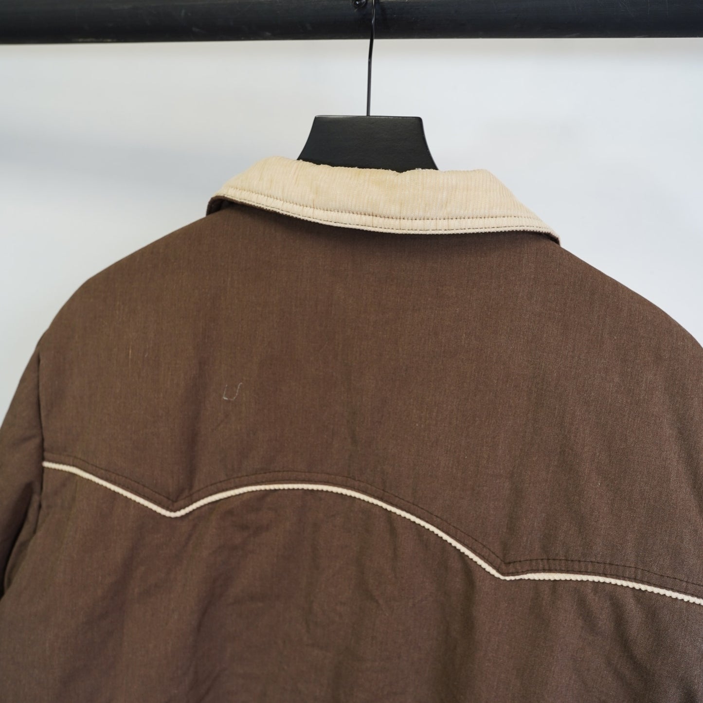 (XL) Vintage 70s Supreme Western Puffer Jacket Men's XL Cowboy Ranch Coat Brown
