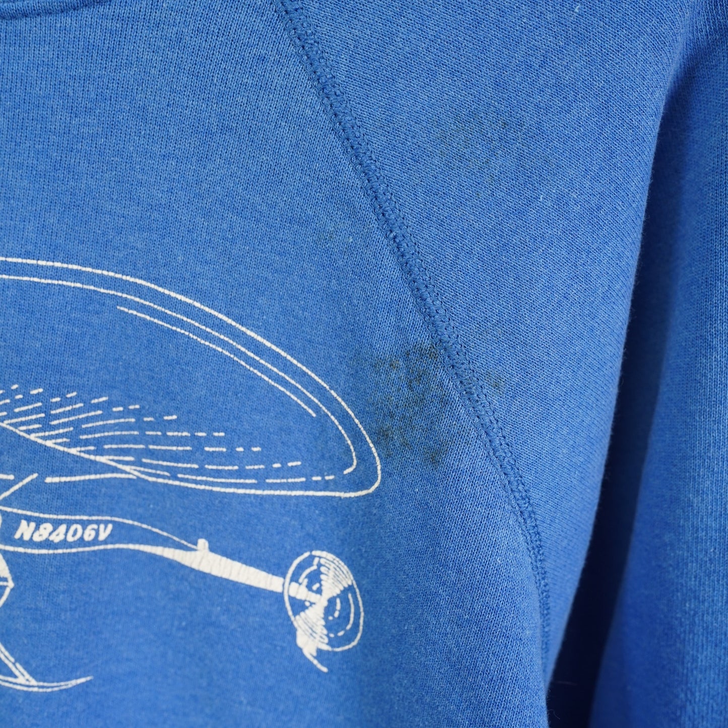 (L) Vintage Robinson R22 Helicopter 80s Sweatshirt Men's L Blue Pilot Indie Retro