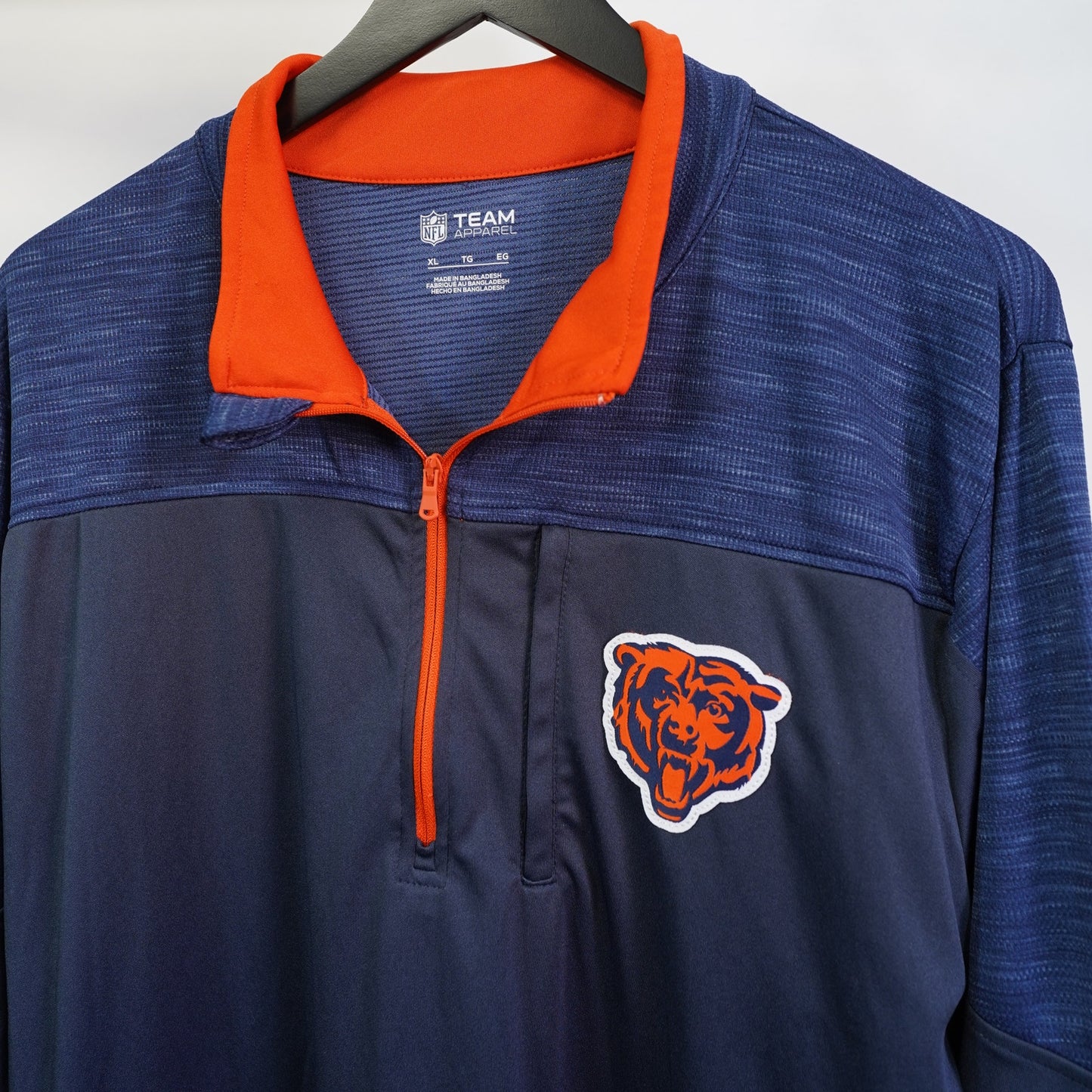 (XL) Chicago Bears NFL Team Apparel 1/4 Zip Pullover Men's XL Blue Orange Sideline