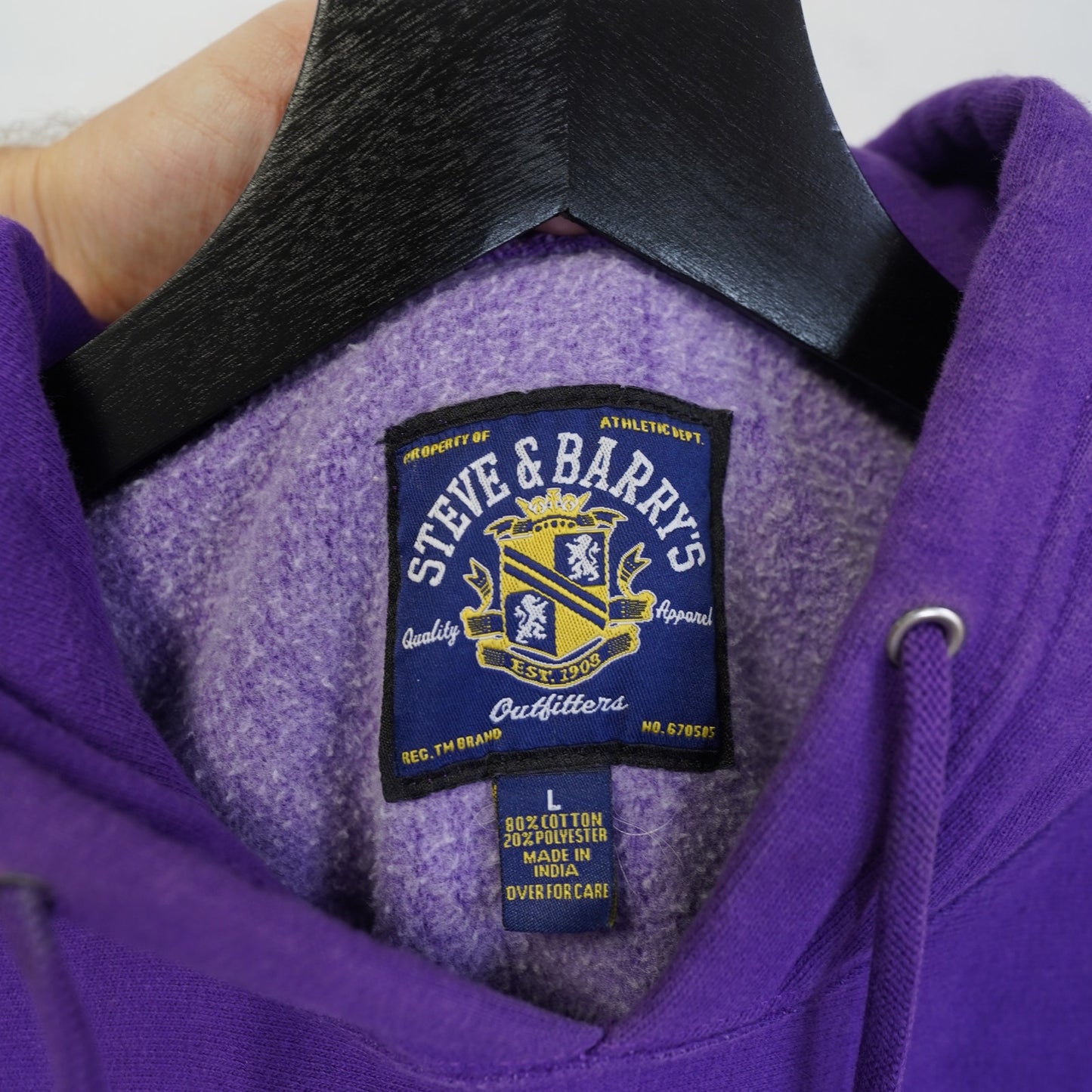 Vtg LSU Tigers Sewn Reverse Weave Hoodie Men's L Purple Yellow Steve & Barry's