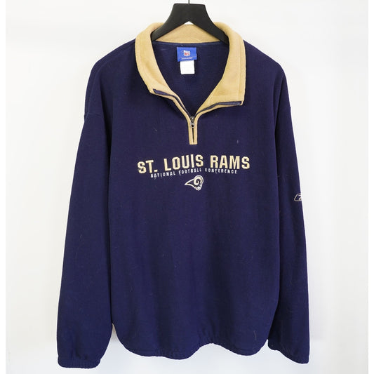 (XL) Vintage St. Louis LA Rams Fleece 1/4 Zip Pullover Sweater Men's XL Jacket Blue