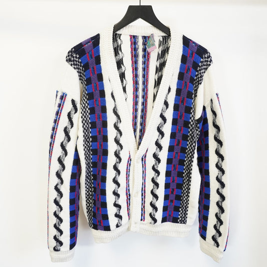 (XL) Vintage Concrete 90s Knit Coogi-Esque Cardigan Sweater Women's XL Multicolor
