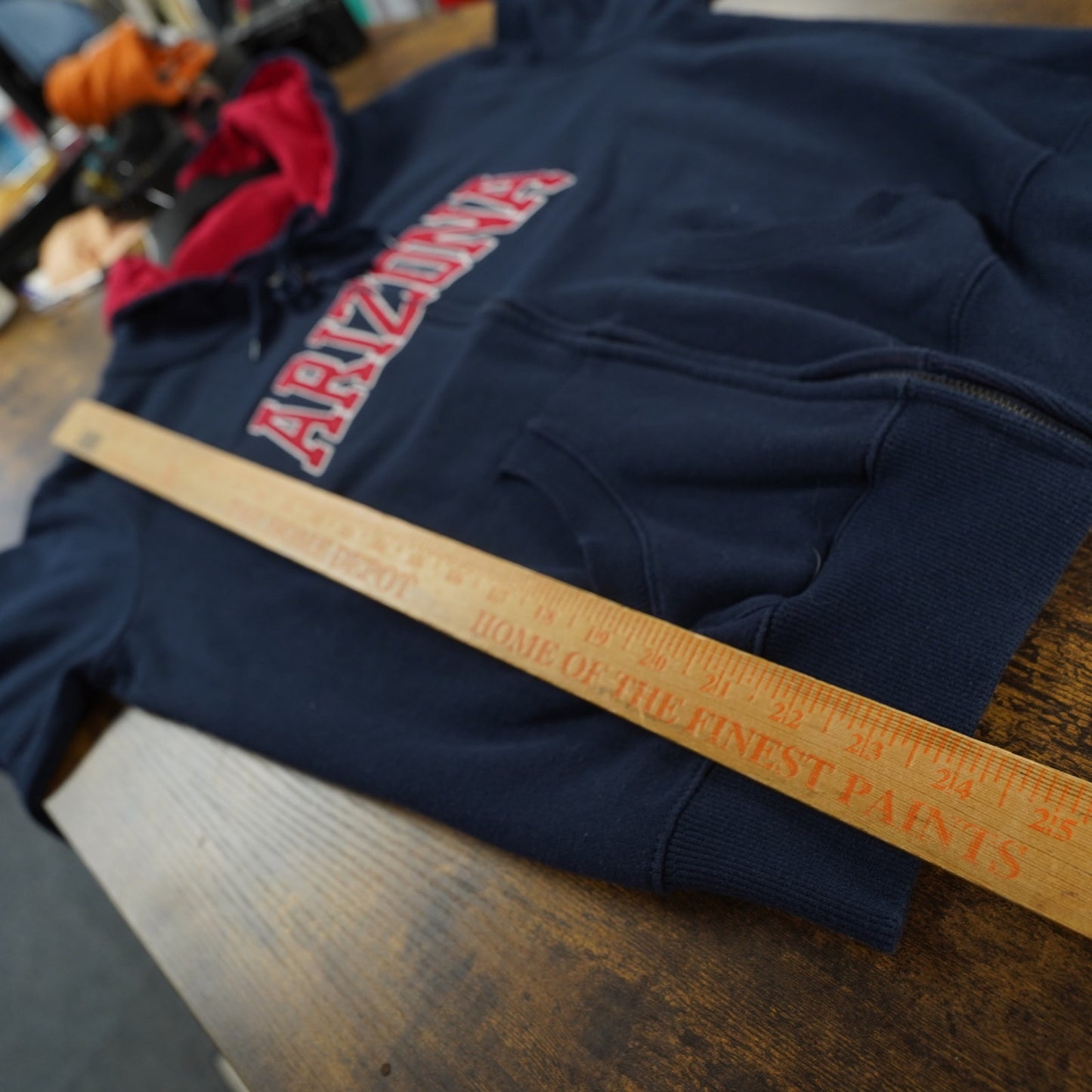 (L) Arizona Wildcats Embroidered Hoodie Men's L Blue Red Stadium Athletics