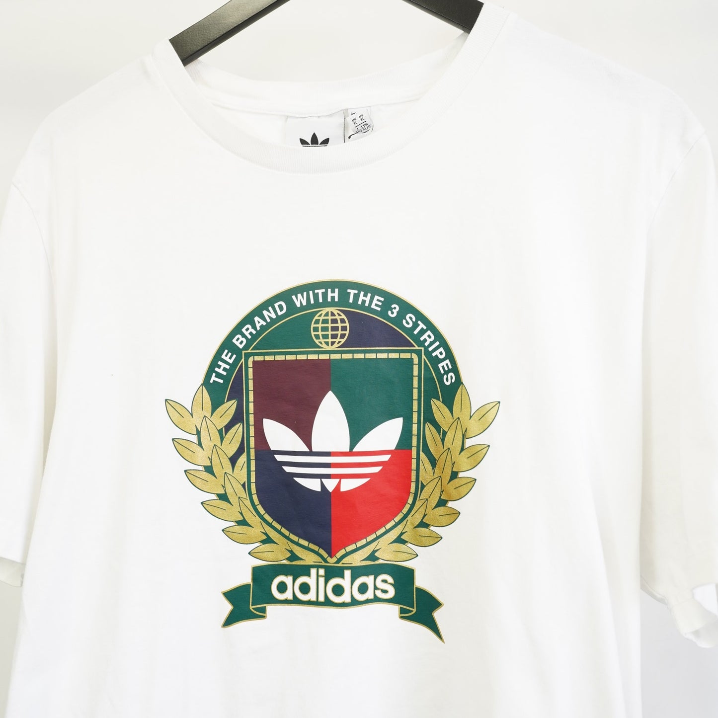 (XL) Adidas Collegiate Crest Sportswear T-Shirt Men's XL White 2000s Skate Retro Y2K
