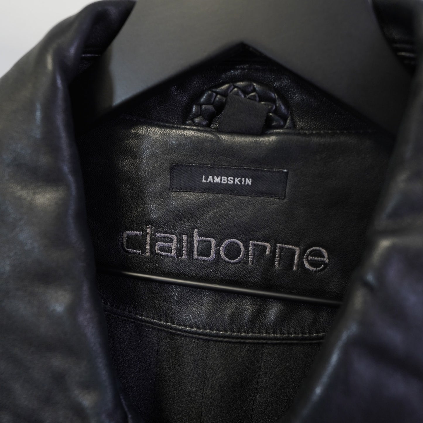 Vintage Claiborne Black Lambskin Leather Bomber Jacket Men's L Premium Soft