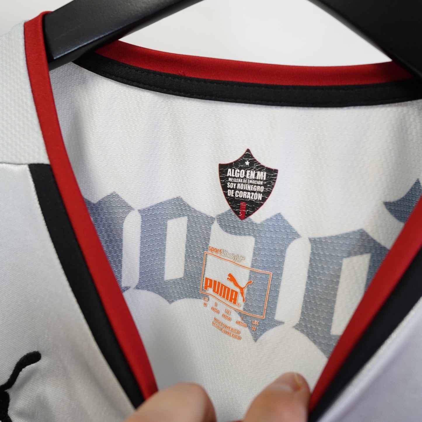(M) Puma Atlas F.C. 2014-15 Third Soccer Jersey Futbol Men's M Silver Red Kit